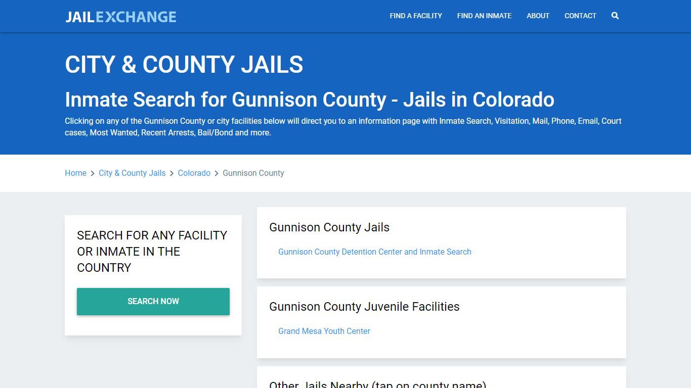 Inmate Search for Gunnison County | Jails in Colorado - Jail Exchange