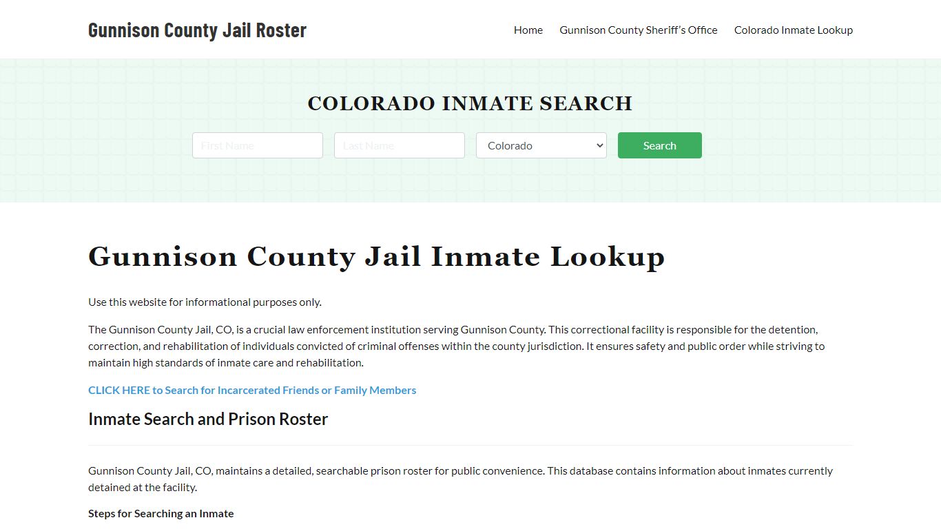 Gunnison County Jail Roster Lookup, CO, Inmate Search